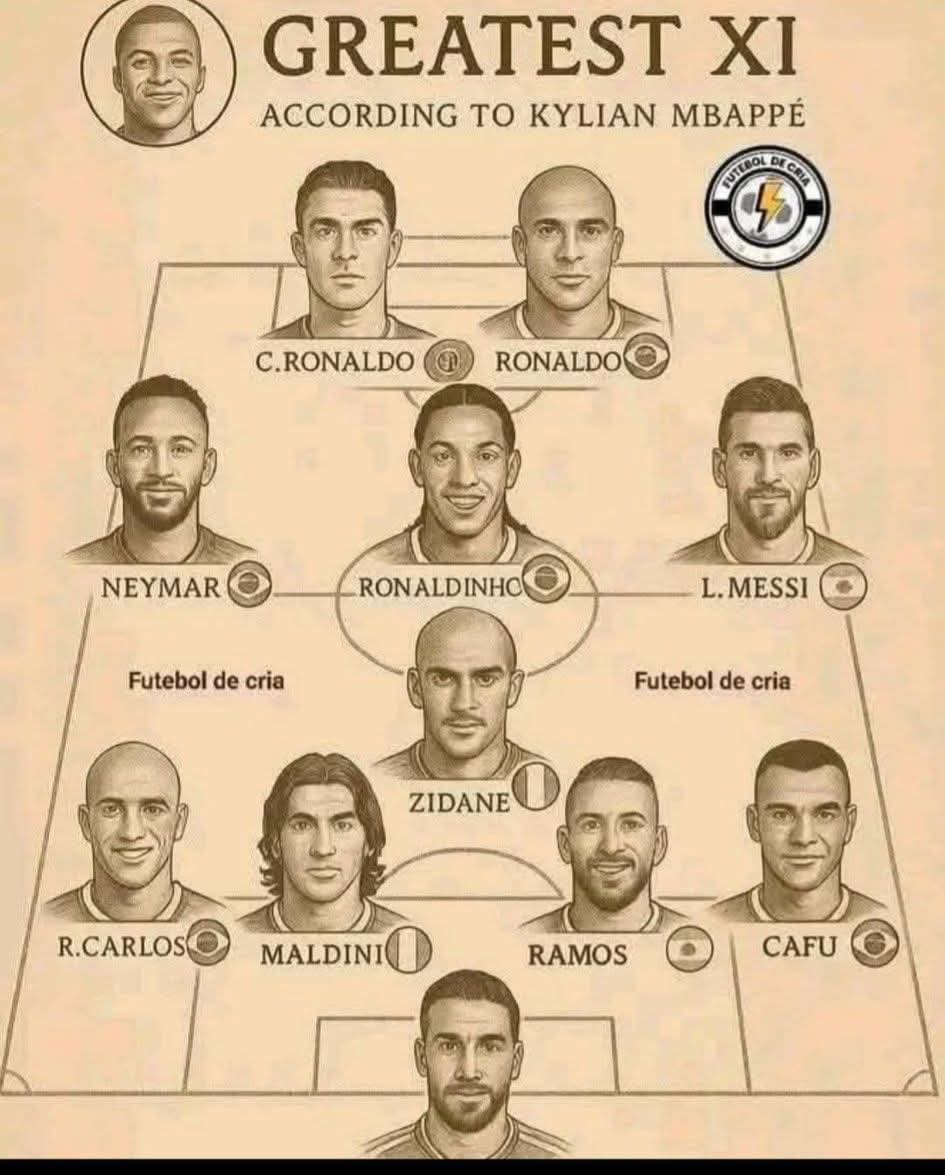 تیم منتخب تاریخ فوتبال از نگاه کیلیان امباپه 